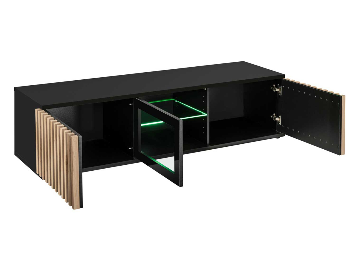Meuble tv design noir et bois