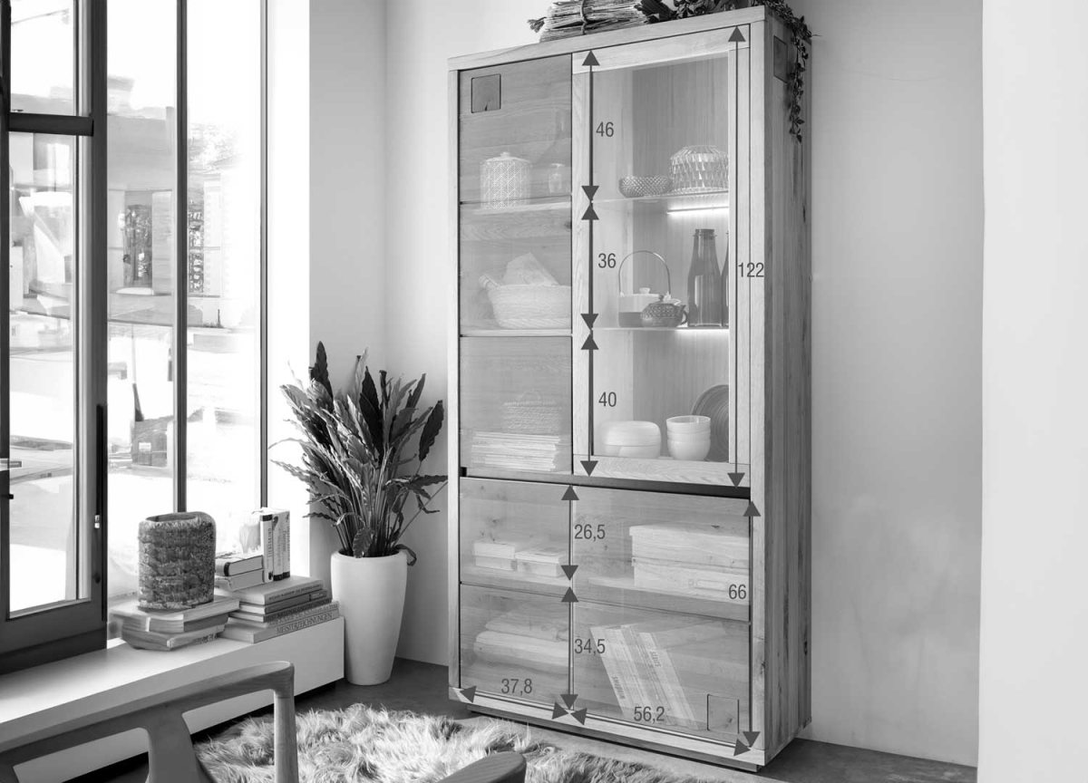 Vitrine en Chêne avec 4 Portes