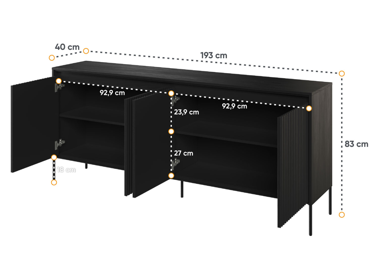 Buffet Moderne Noir avec LED