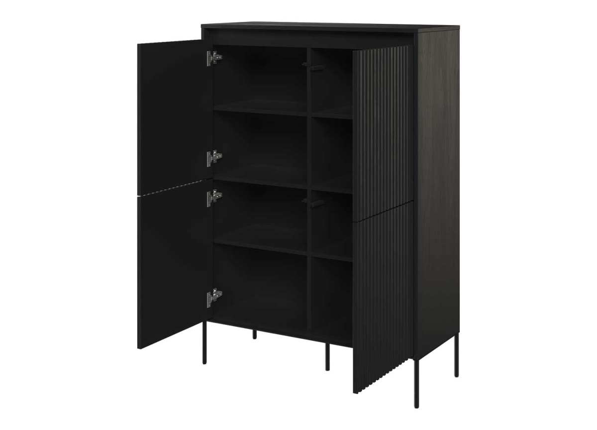 Buffet haut noir 4 portes avec led