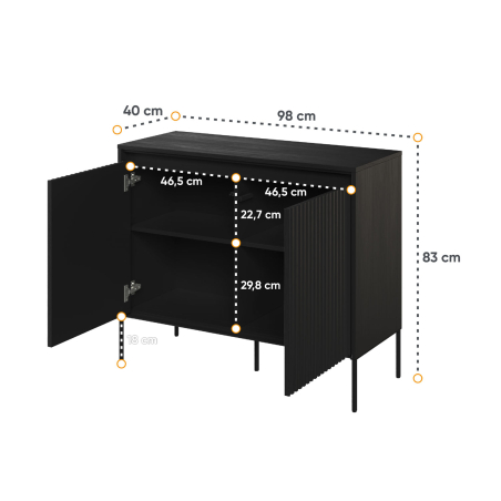 Commode Noir - 2 Portes avec Éclairage LED