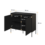Commode Noir - 2 Portes avec Éclairage LED
