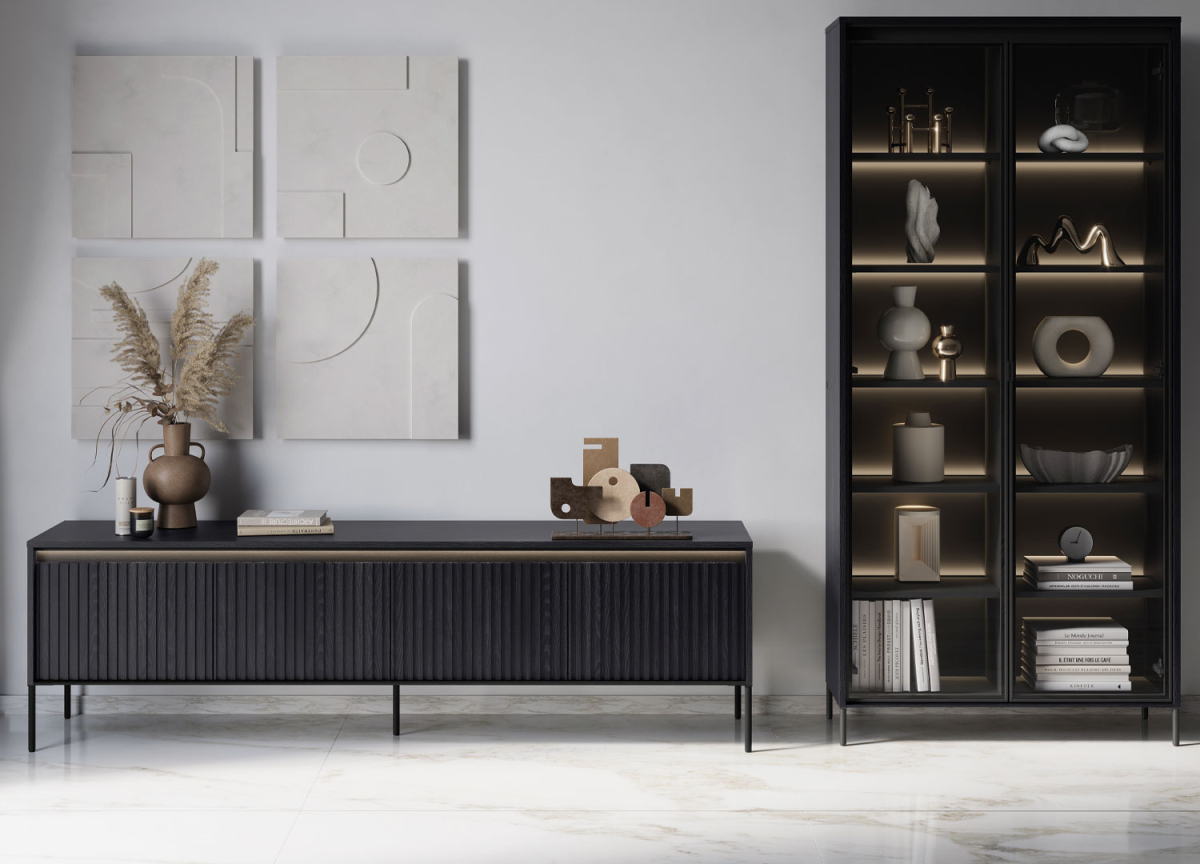 Banc tv moderne avec rangement et bande led