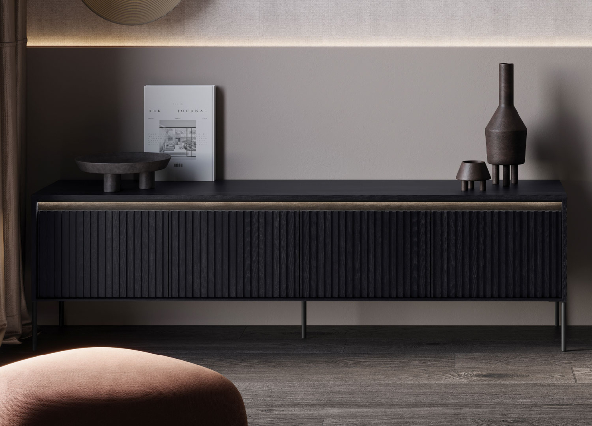 Long meuble tv moderne noir