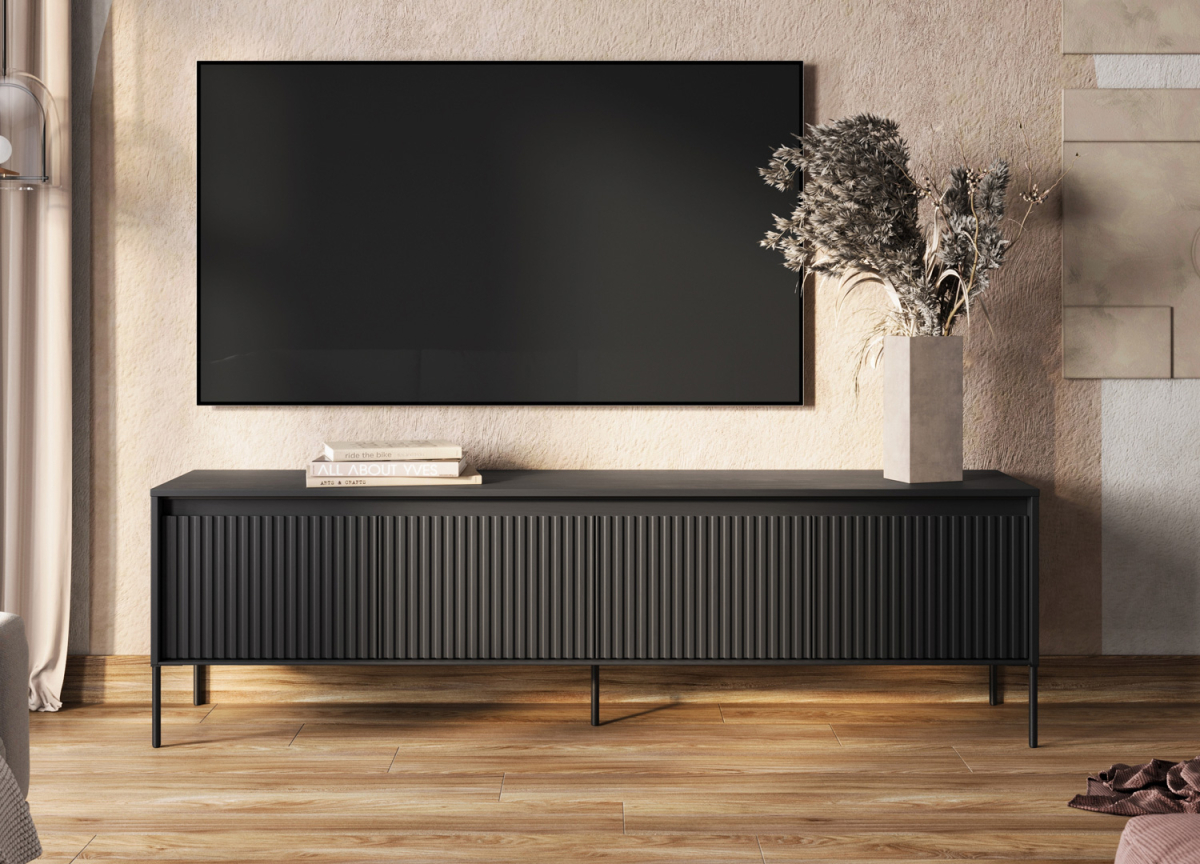 Banc tv noir moderne avec bandeau led