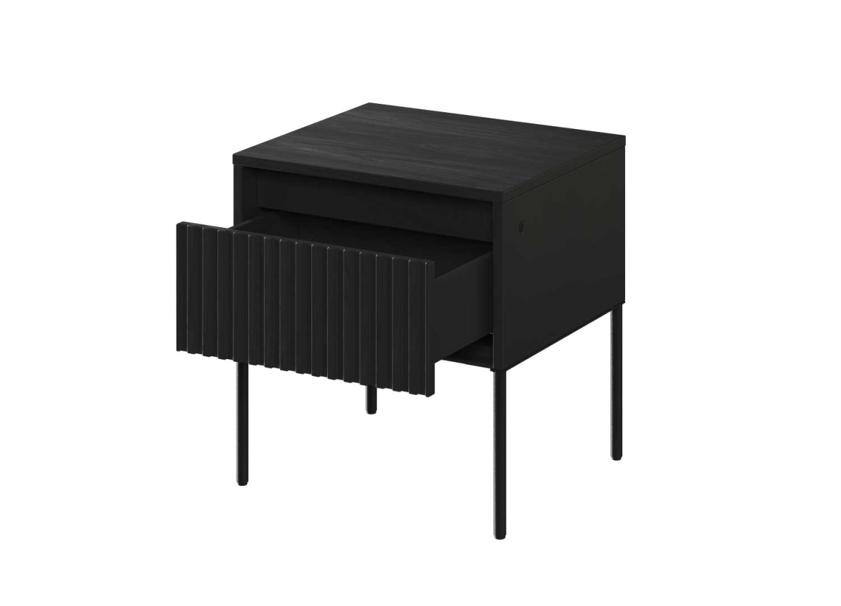 Chevet 1 tiroir noir avec bandeau led