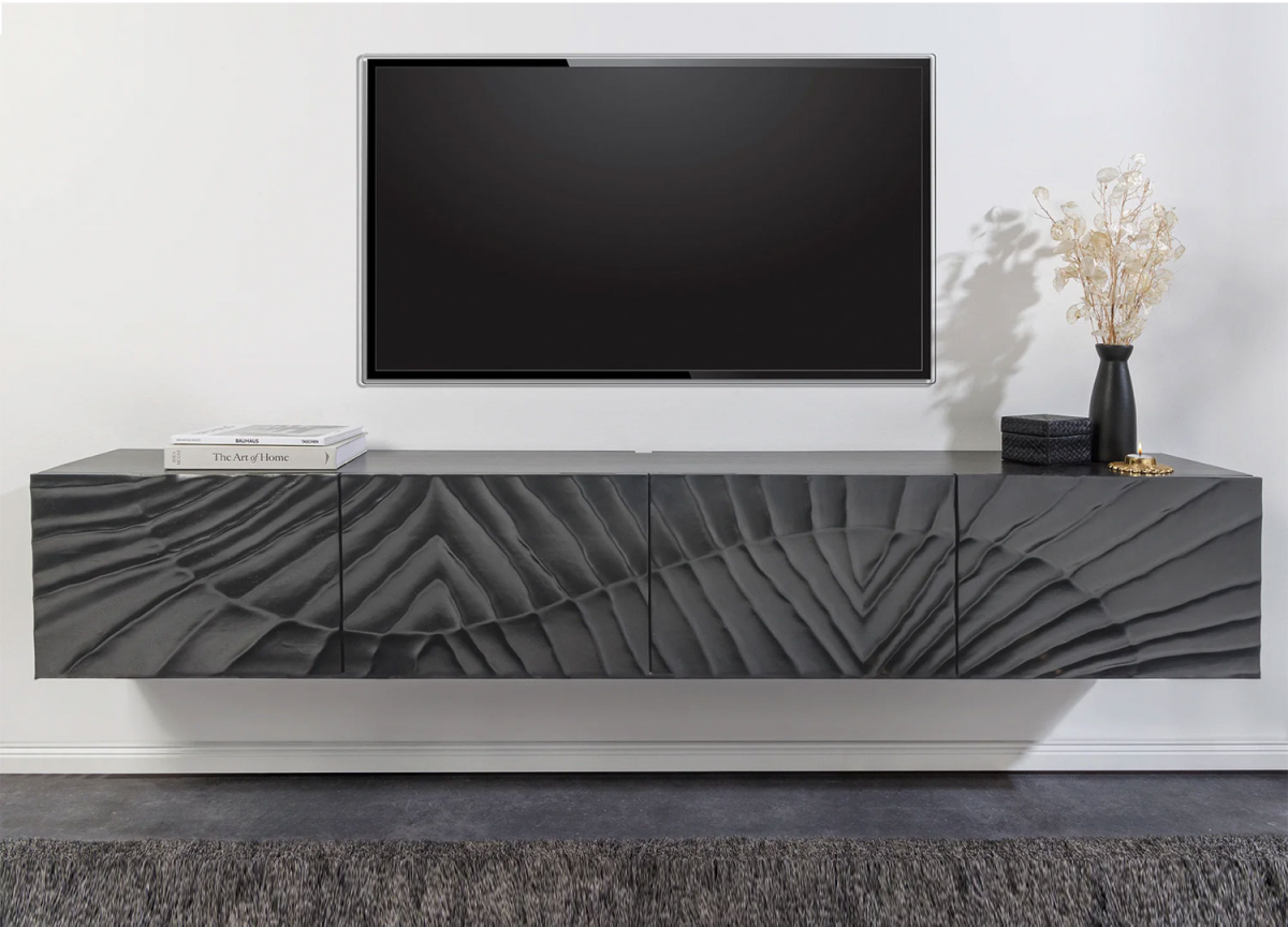 meuble tv moderne en bois teinté noir