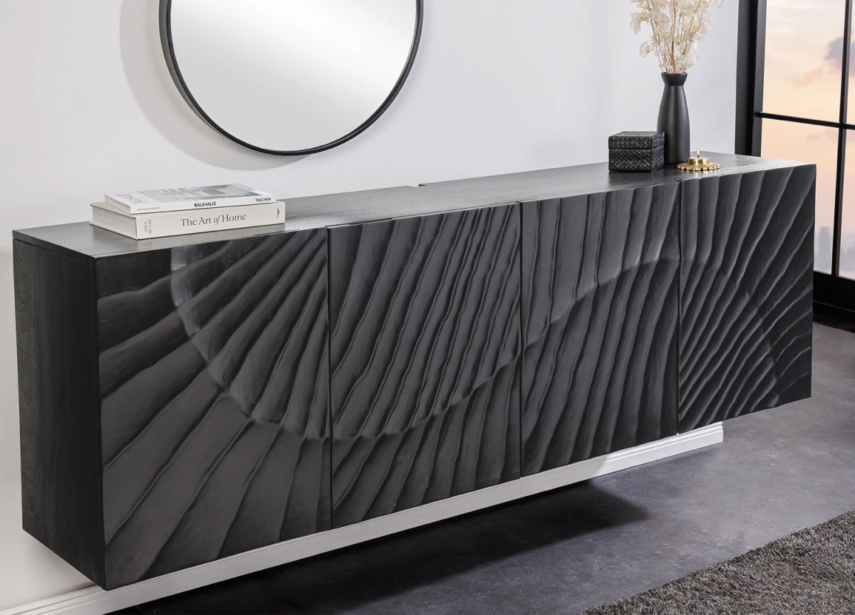 Meuble buffet en bois teinté noir suspendu