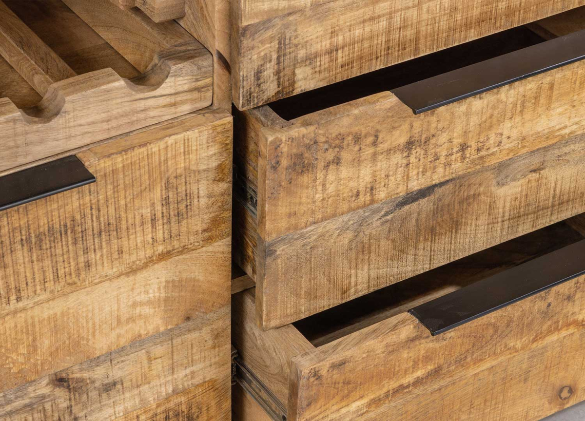 Buffet Massif Rustique avec Portes et Tiroirs