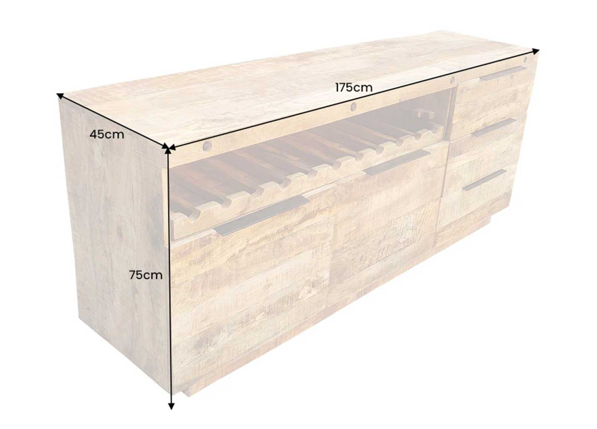 Buffet Massif Rustique avec Portes et Tiroirs