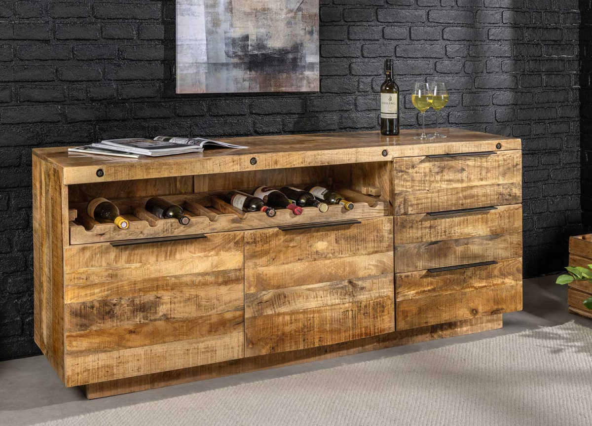 Grand buffet en bois de manguier avec rangement