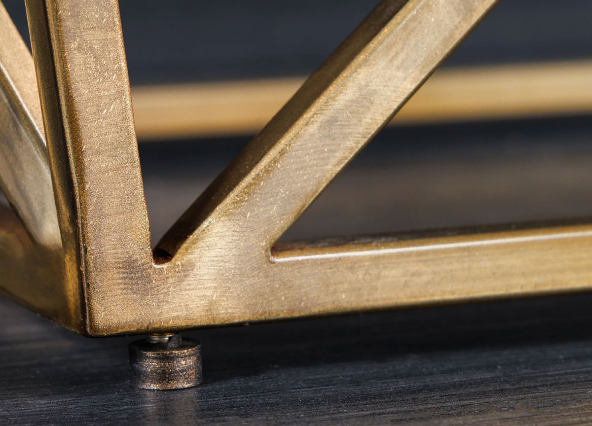 Table Console Laiton et Bois de Manguier