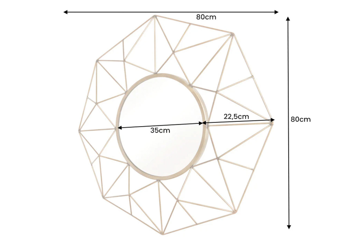 Miroir Design Doré 80 cm