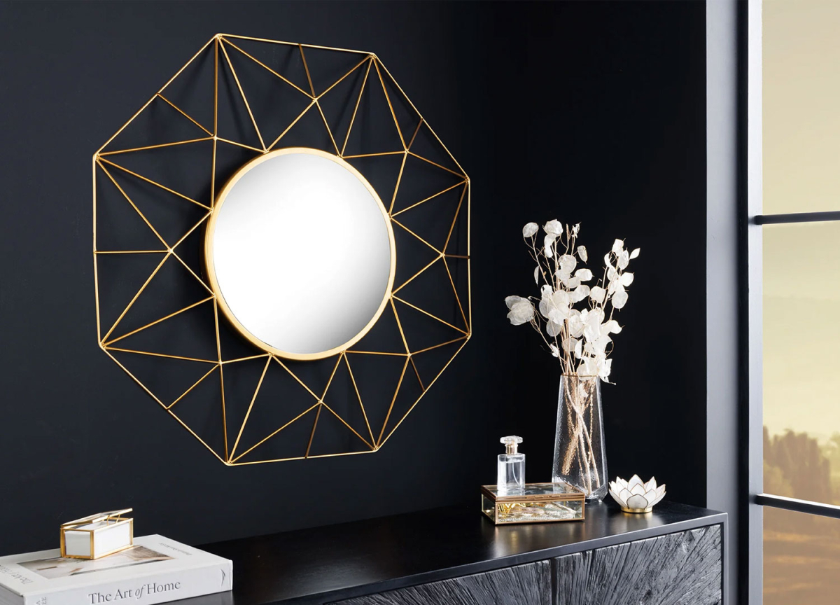 Miroir 80 cm design couleur dorée