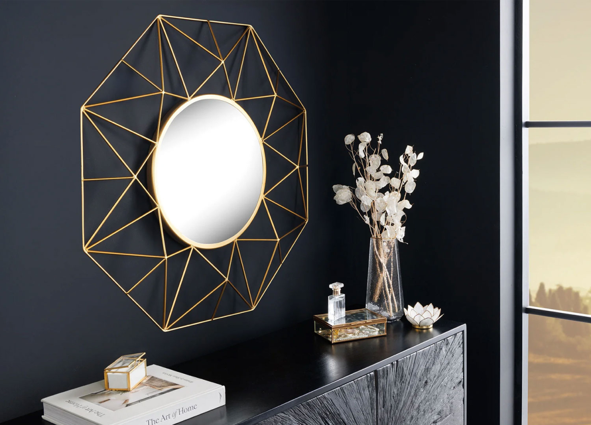 Miroir géométrique design doré