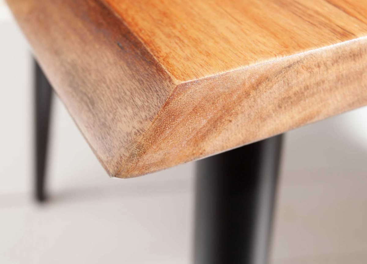 Table d'Appoint Carrée Acacia et Métal Noir 60 cm