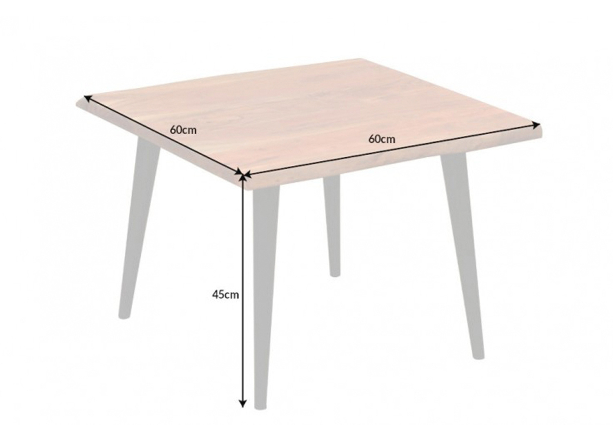 Table d'Appoint Carrée Acacia et Métal Noir 60 cm