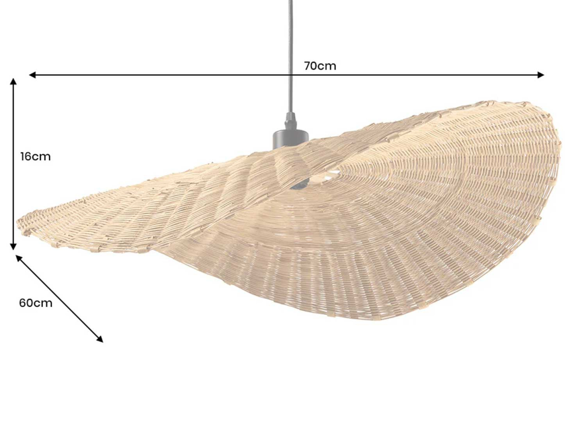 Plafonnier Courbé en Bambou 70 cm
