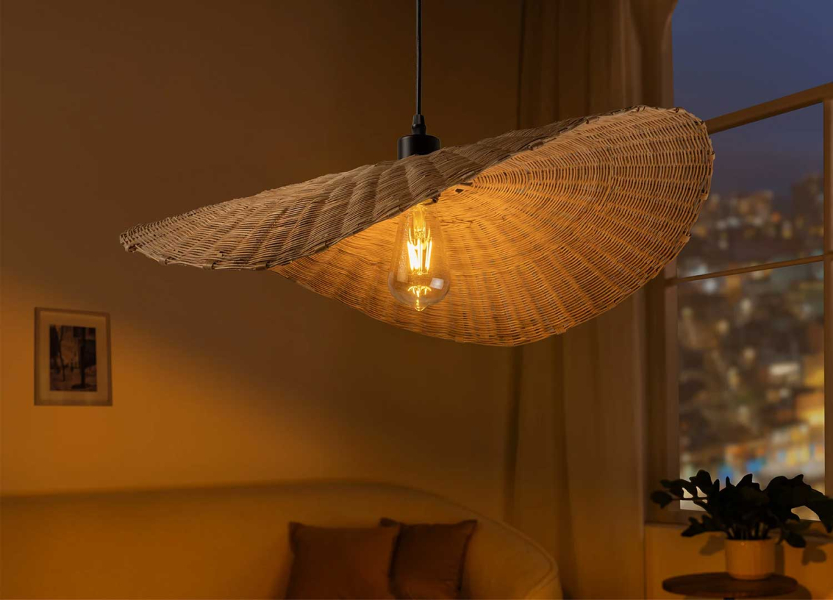 Plafonnier Courbé en Bambou 70 cm