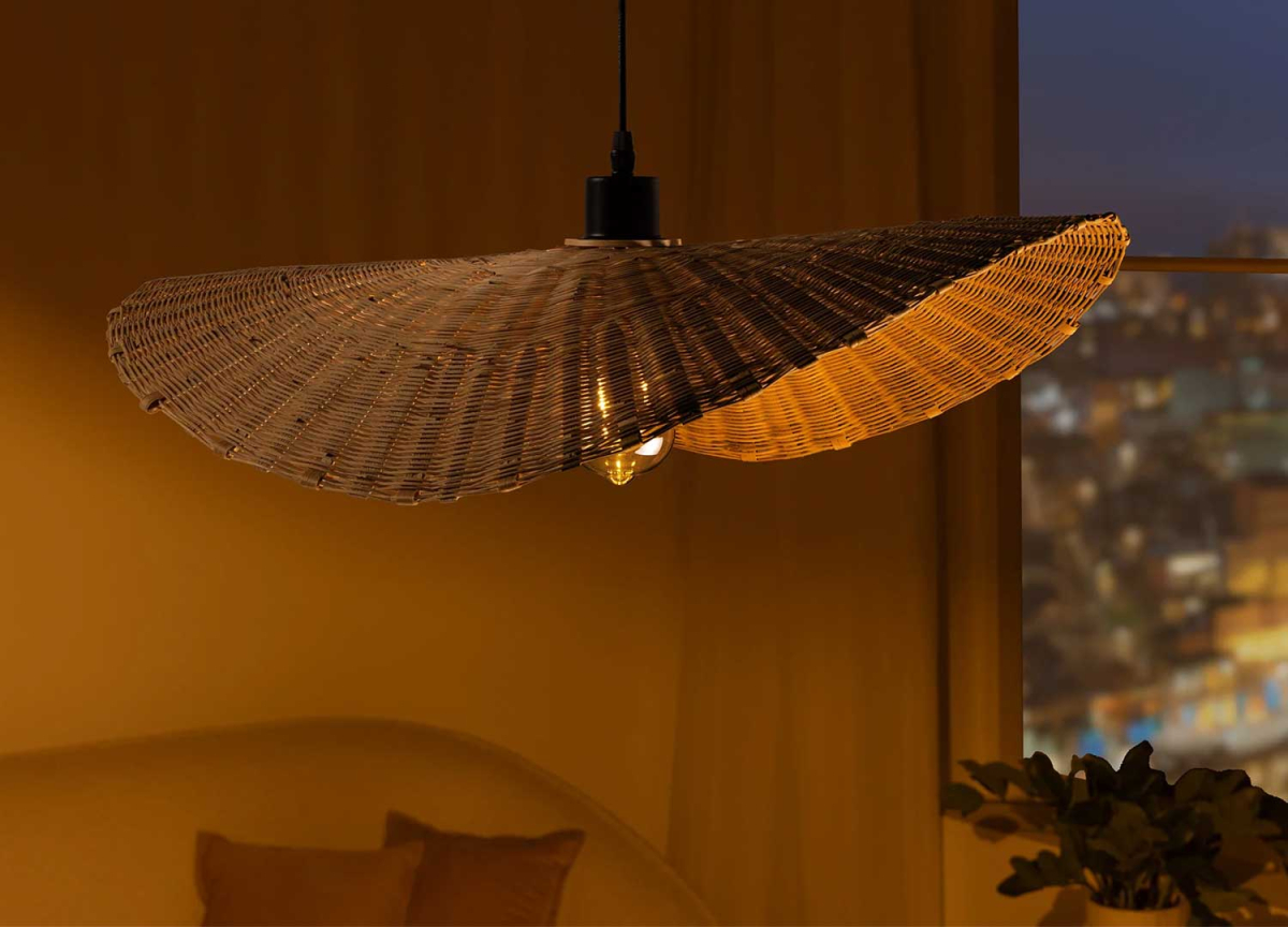 Plafonnier Courbé en Bambou 70 cm
