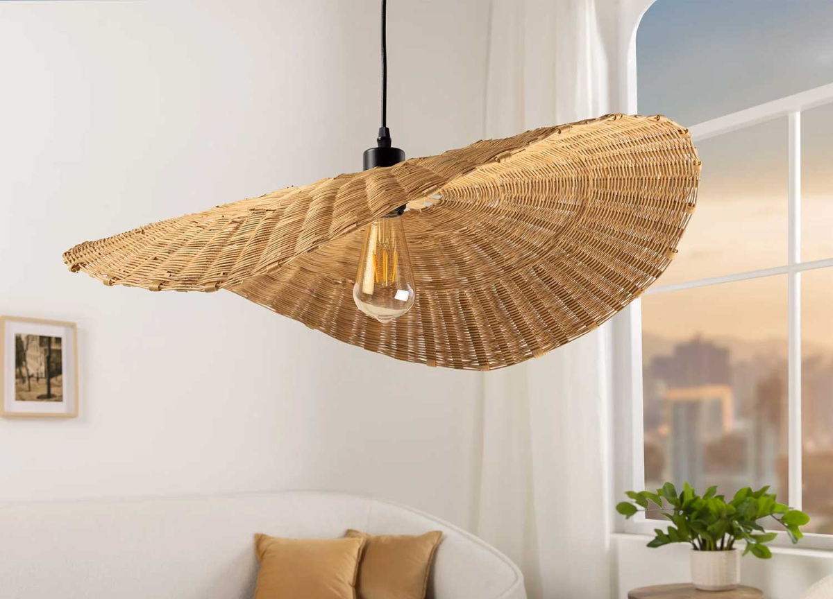 Lampe Pendante Bambou Tressé 50 cm