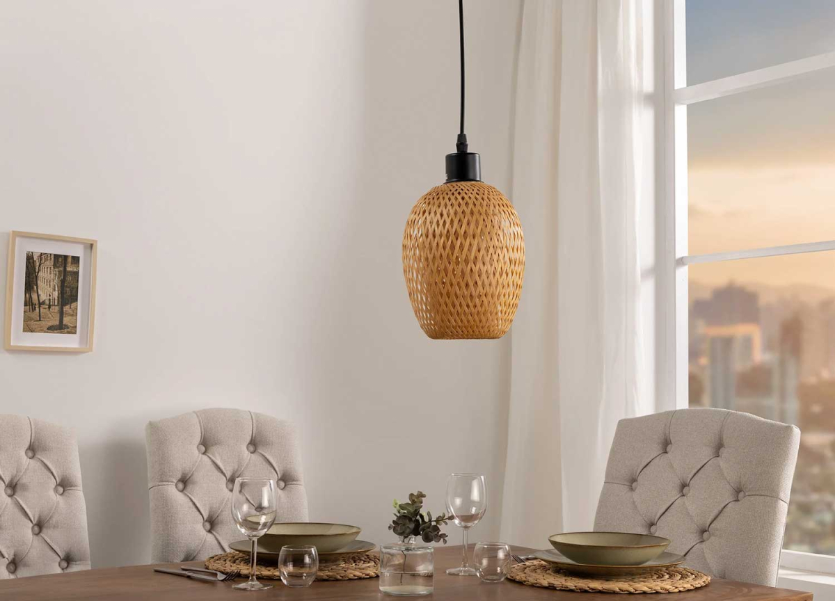 Petite Lampe Pendante en Bambou 20 cm