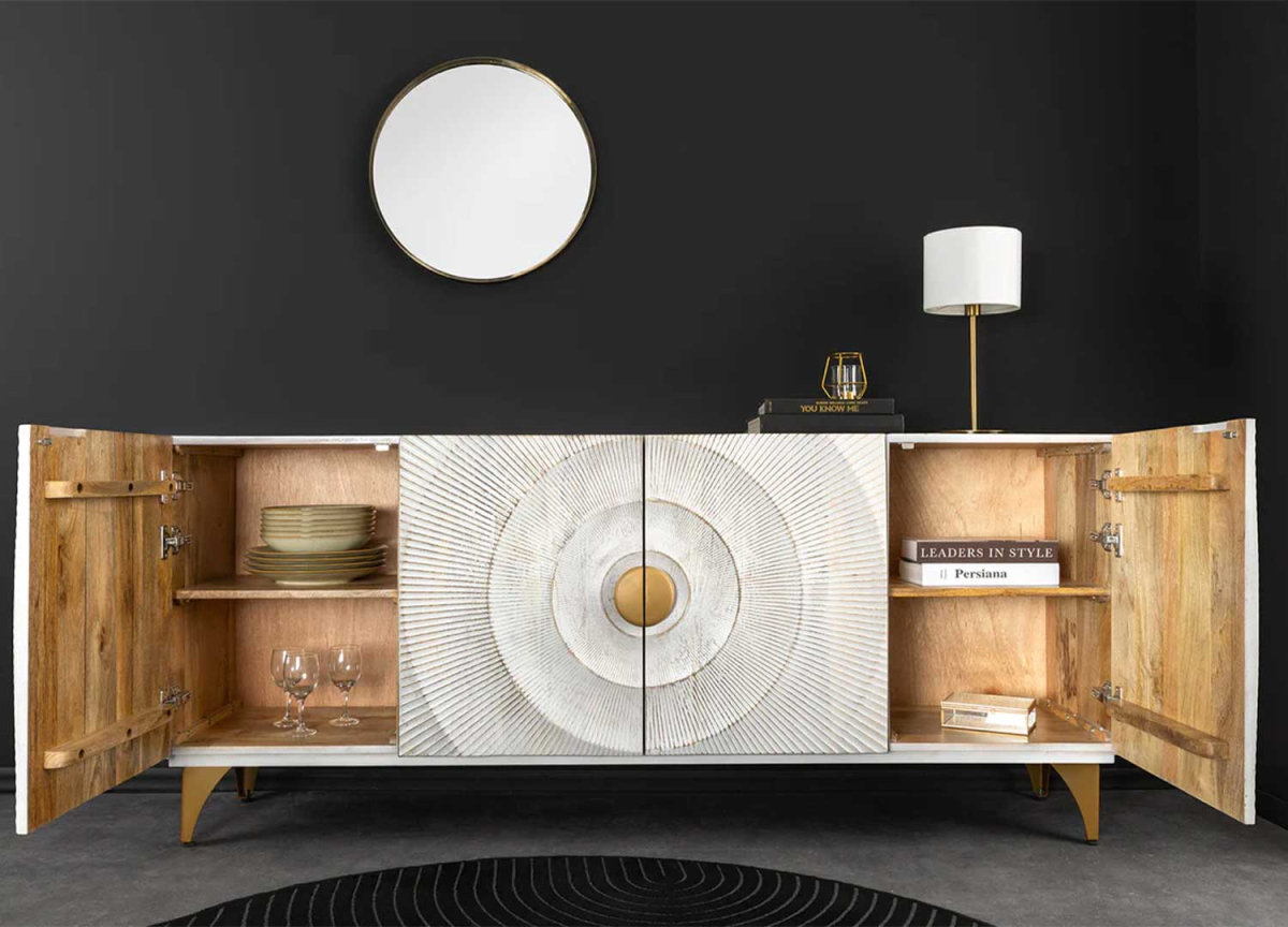 Meuble buffet 4 portes ouvert