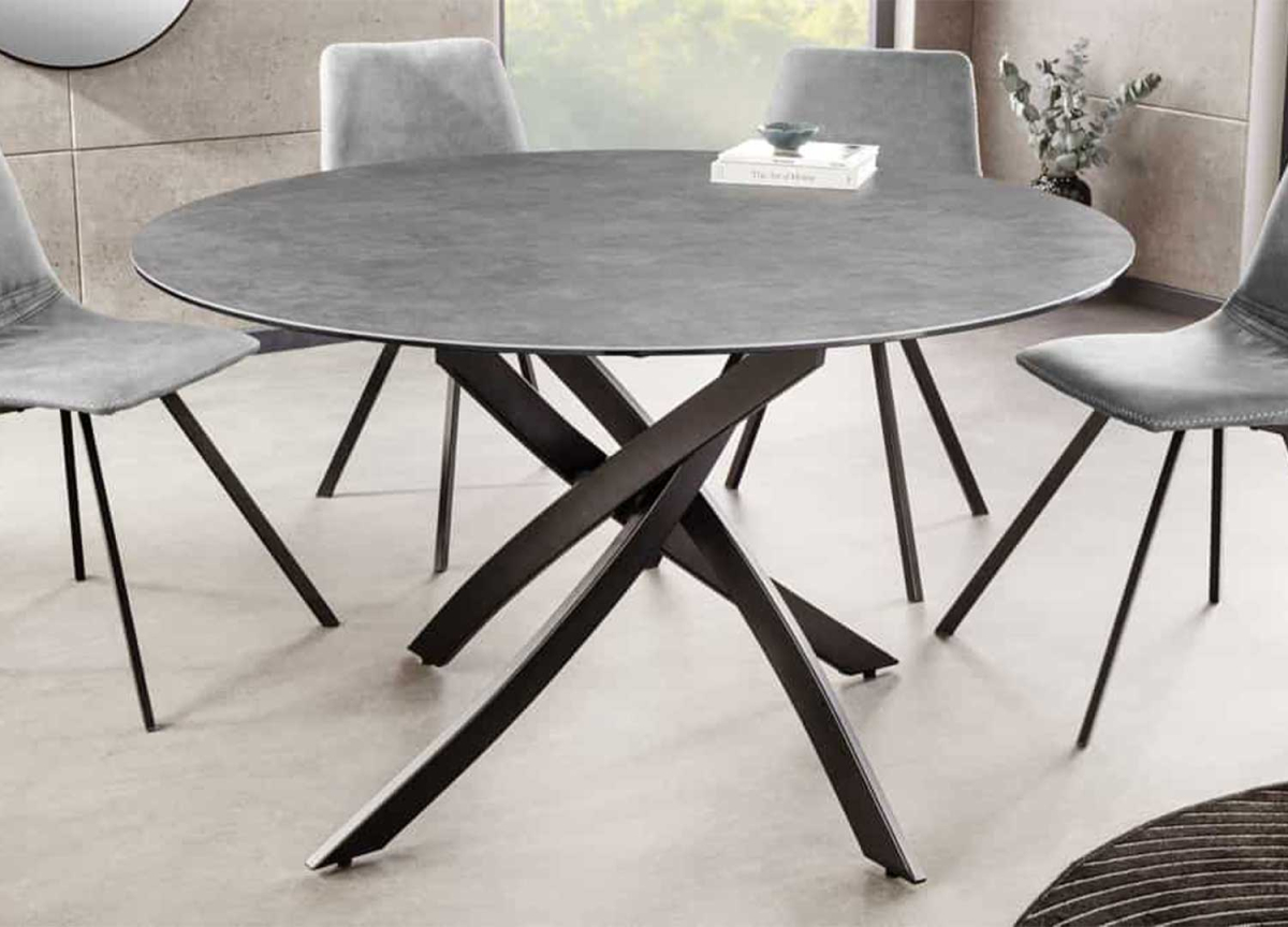 Table ronde 120 cm céramique béton