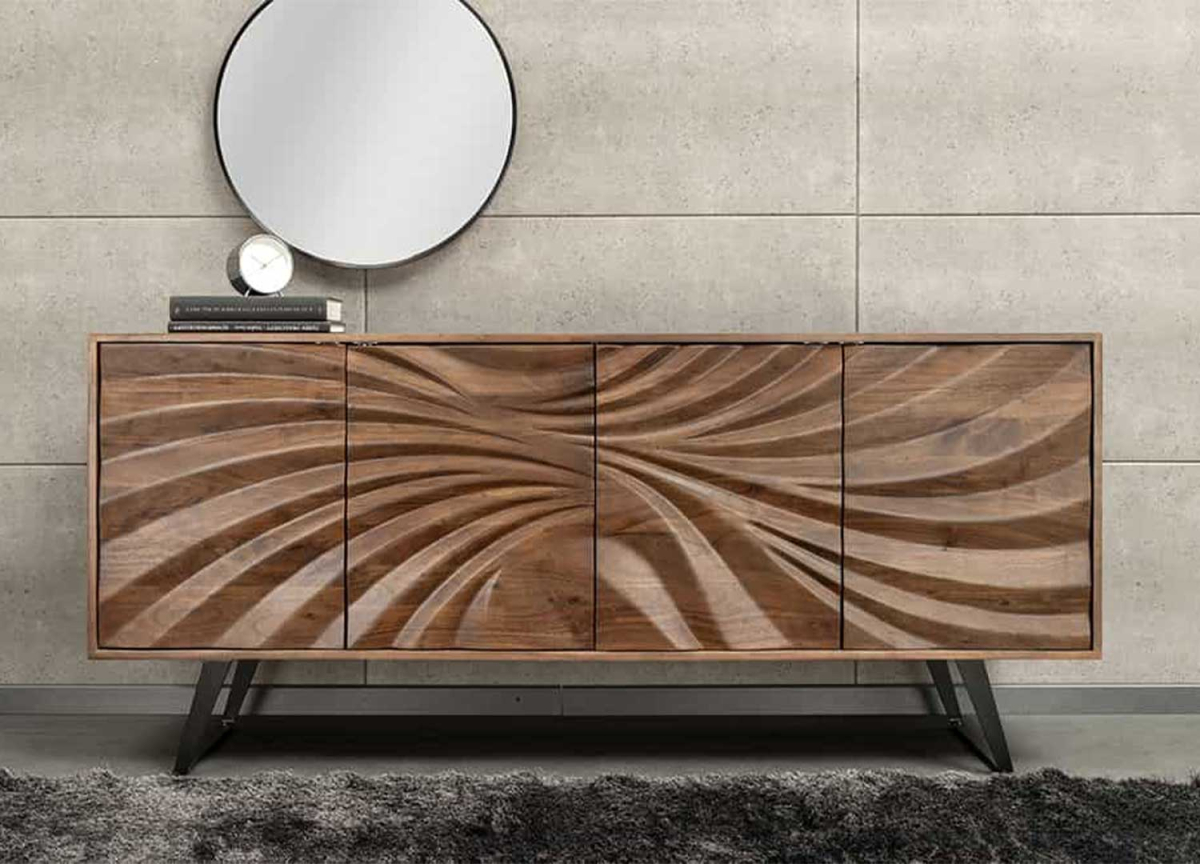 Meuble buffet salon design en bois massif
