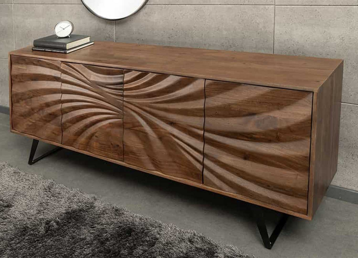 Buffet bois acacia 4 portes design