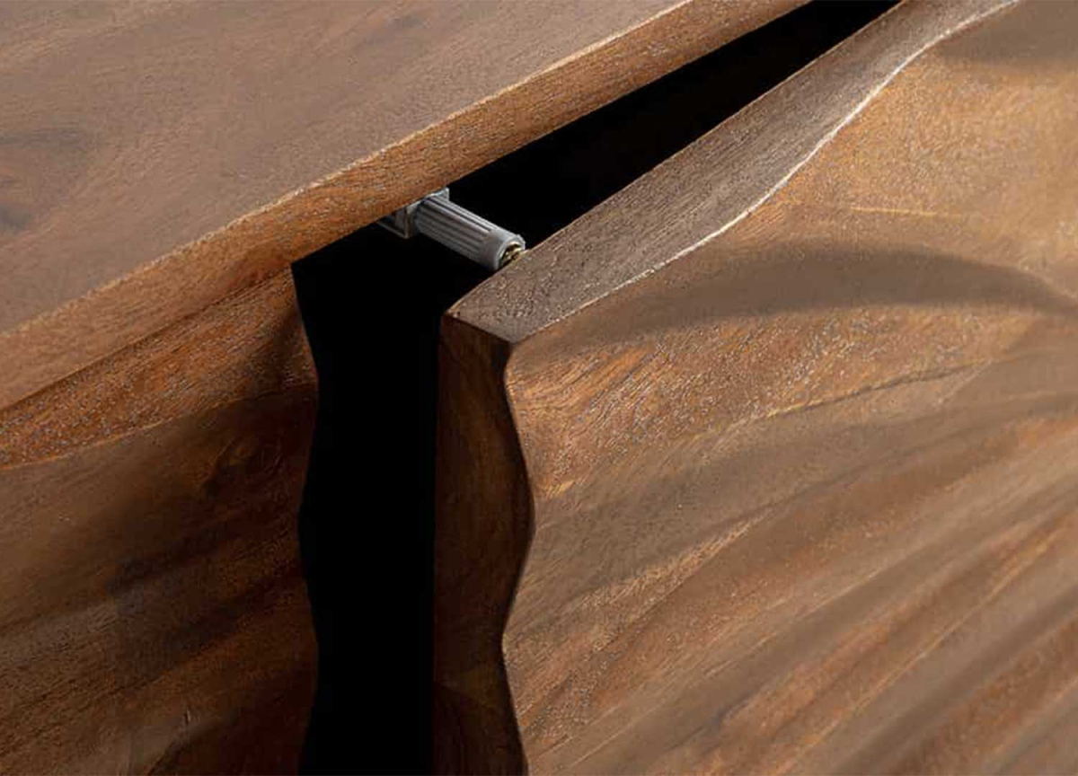 Buffet design en bois massif façade sculptée Calypso