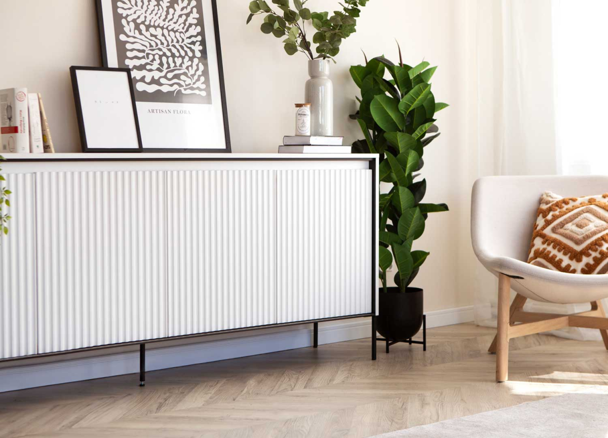 Buffet blanc moderne 4 portes 193 cm
