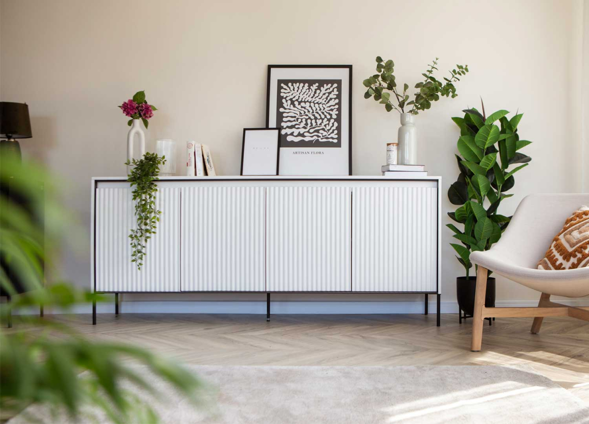 Buffet blanc moderne 4 portes 193 cm