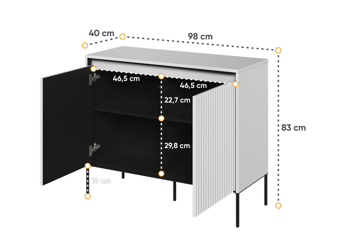 Commode Blanche - 2 Portes avec Éclairage LED