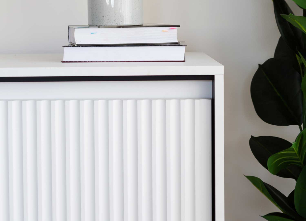 Meuble TV Moderne Blanc et Noir avec LED