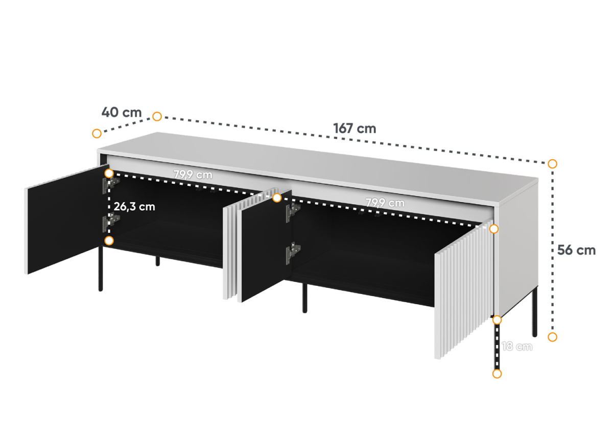 Meuble TV Moderne Blanc et Noir avec LED