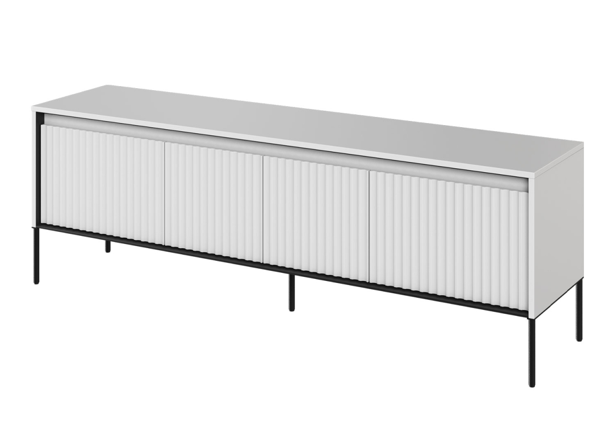 Meuble TV Moderne Blanc et Noir avec LED