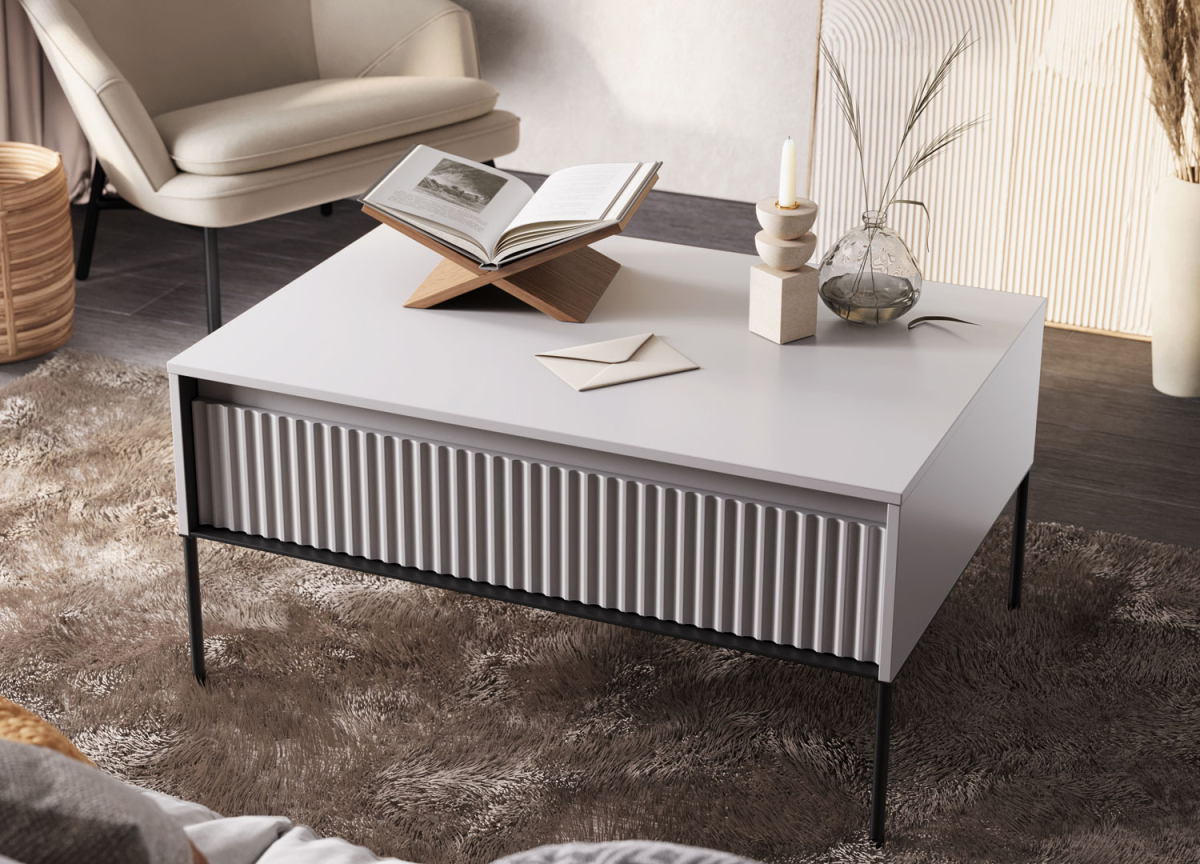 Table basse design blanche rectangulaire 100x70 cm