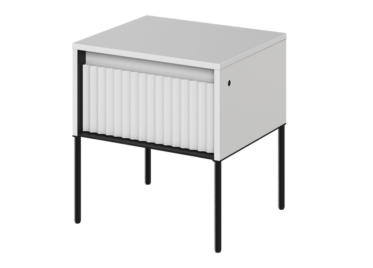 Table de nuit blanche avec 1 tiroir