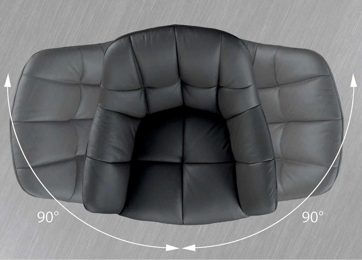 Fauteuil en cuir noir pivotant à 180° avec retour automatique
