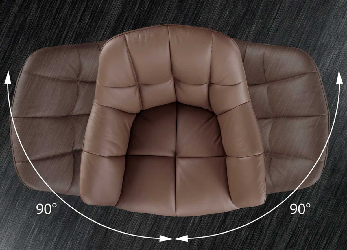 Fauteuil pivotant à 180° avec accoudoirs en cuir marron