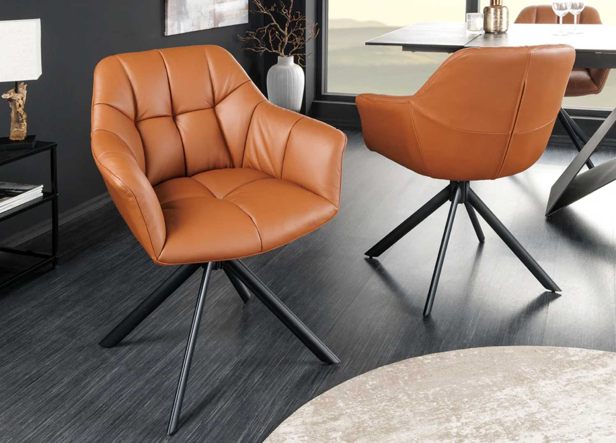 Fauteuil avec accoudoirs en cuir design assise tournante