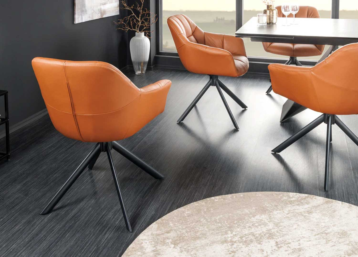 Fauteuil moderne en cuir véritable avec assise tournante 180°