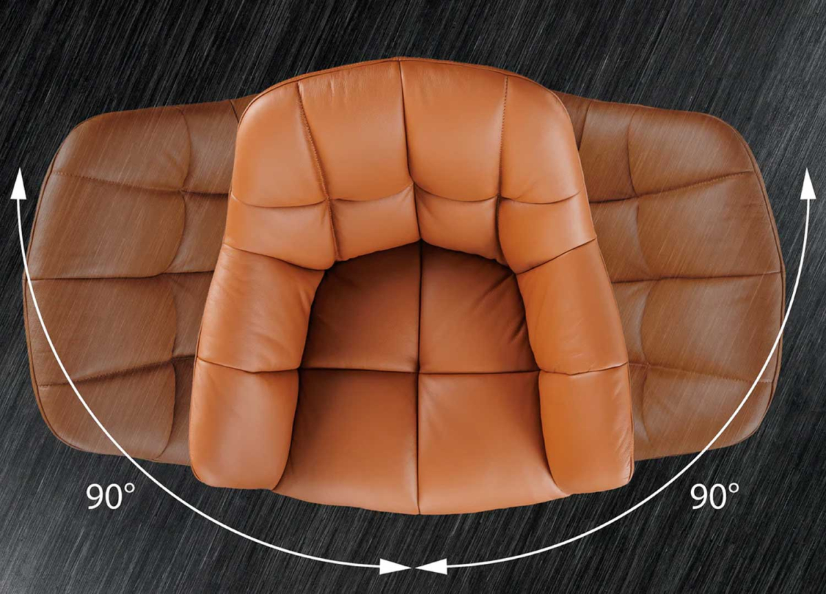 Fauteuil confortable avec accoudoirs et assise pivotante en cuir