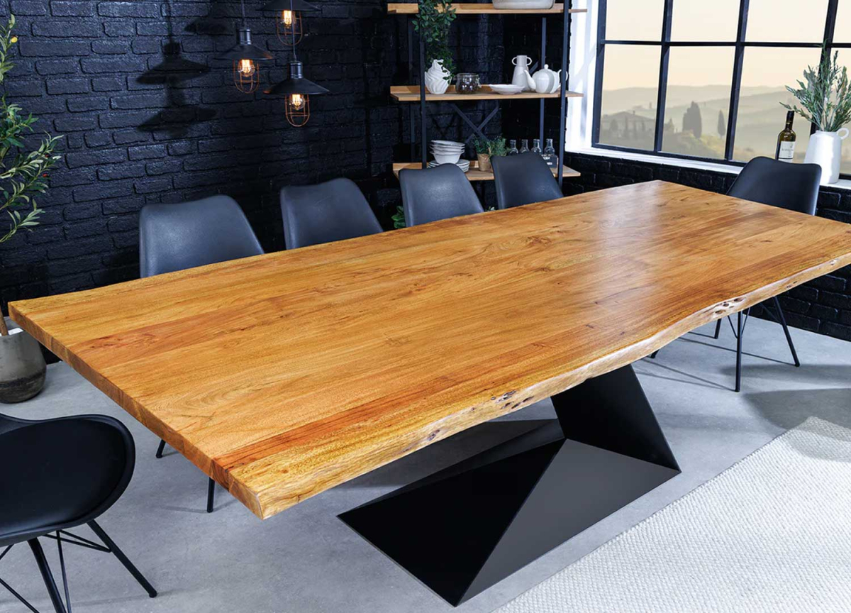 Table salle à manger design bois et métal 2 m