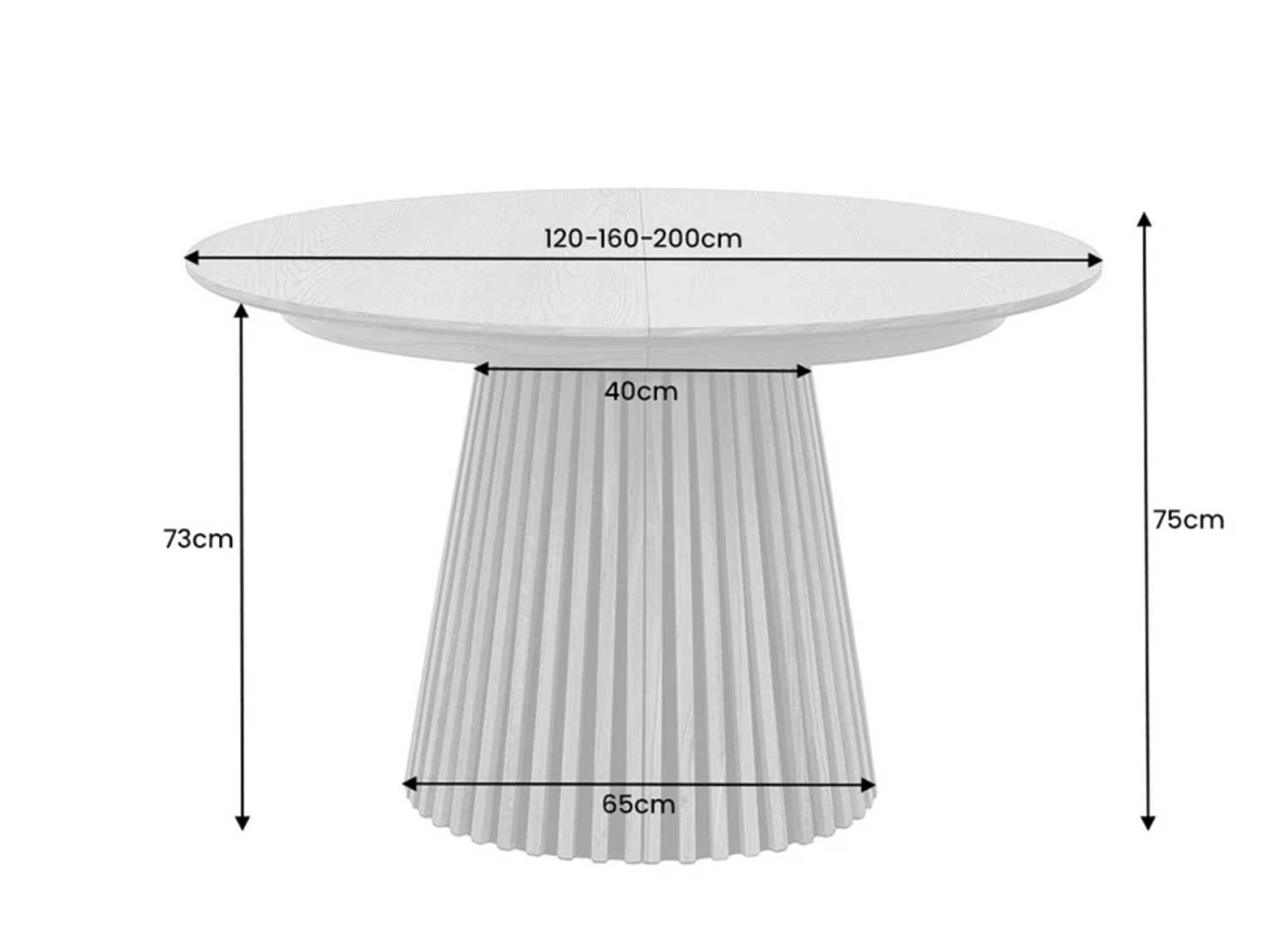 Mesures en détails de la table extensible