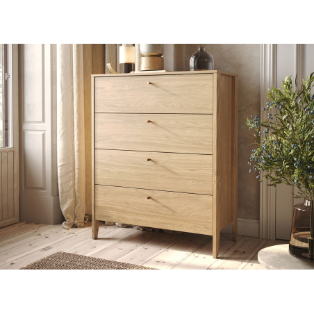 commode moderne couleur bois 4 tiroirs