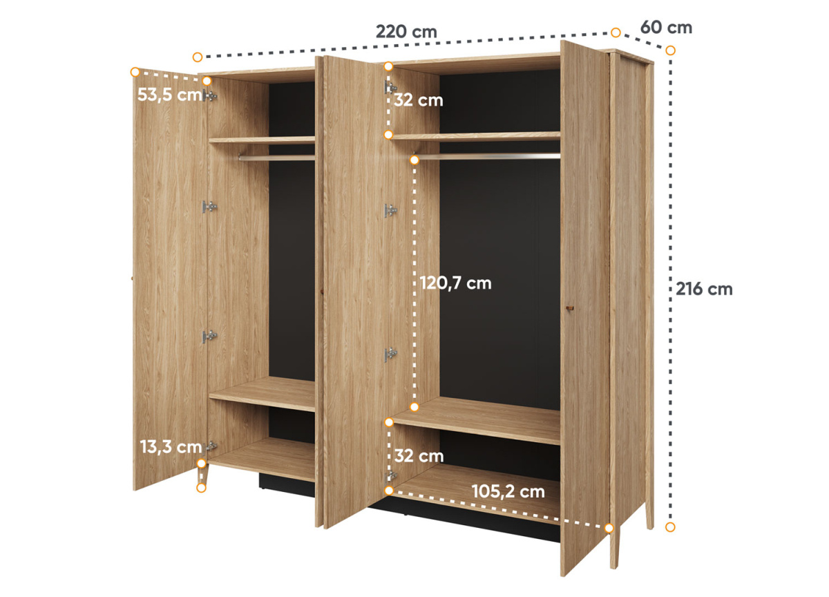 Armoire | Rangement | Dressing 4 portes avec miroir