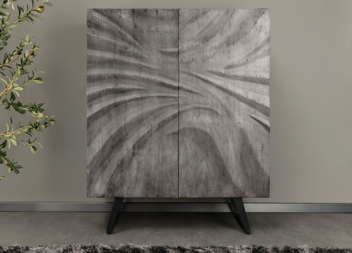 Buffet Haut en Bois d'Acacia Gris 120 cm