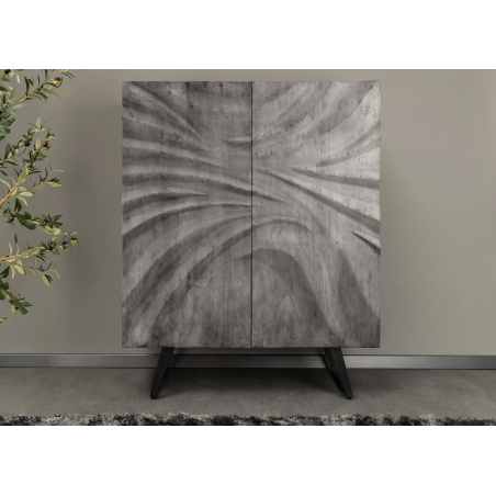 Buffet Haut en Bois d'Acacia Gris 120 cm